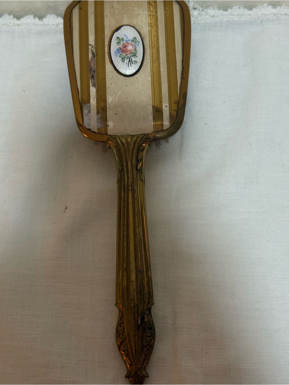 Vintage Gold-Tone Women's Hand Mirror - Gold